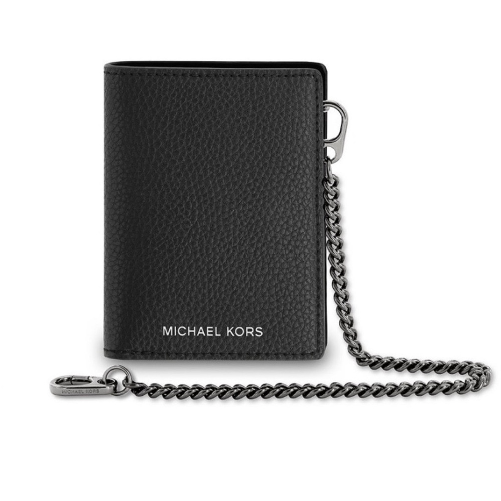 Michael Kors Black Textured Wallet with Chain
